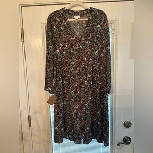 J. Jill Multicolor Paisley Long Sleeve Dress